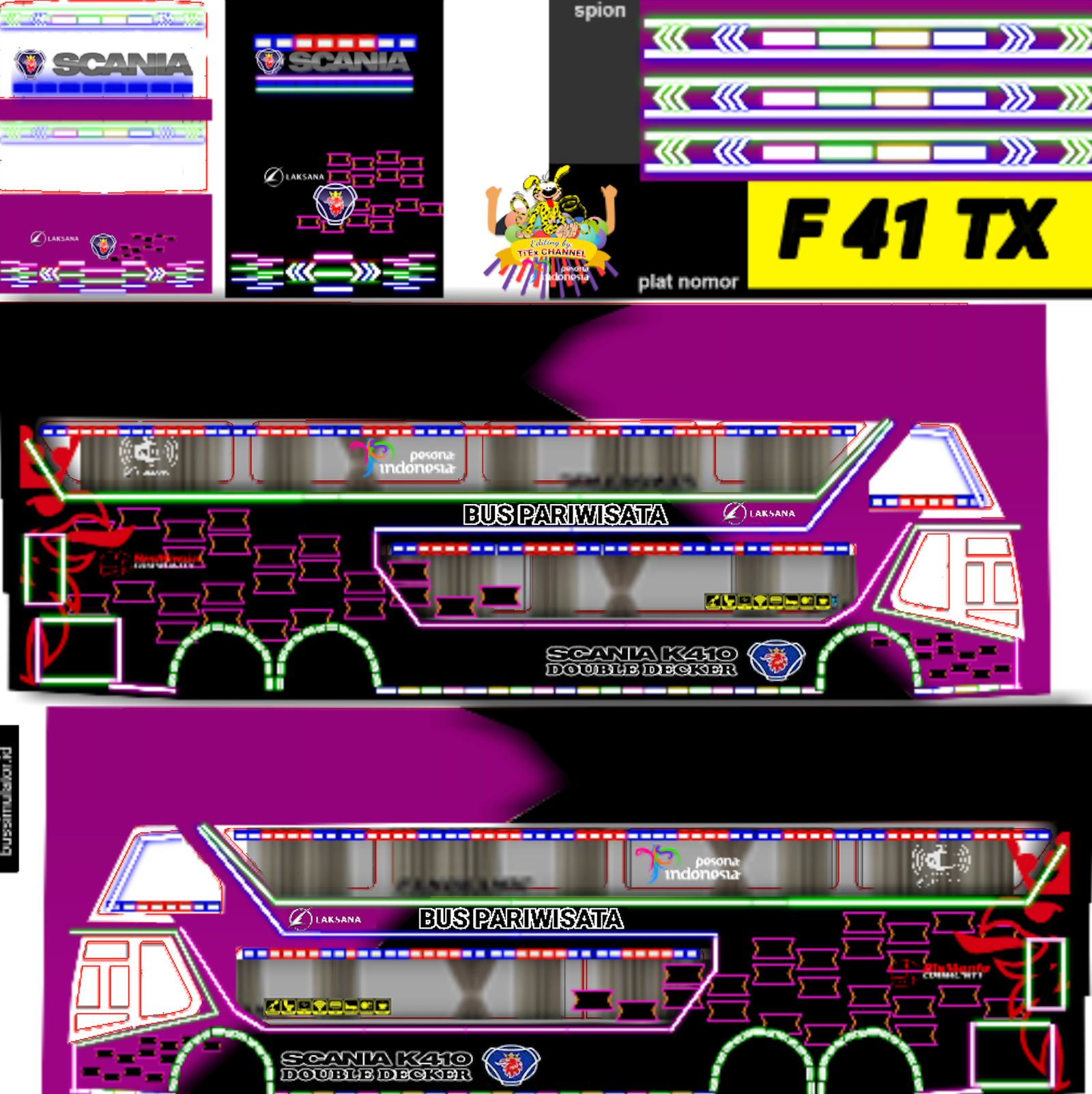 livery bussid double decker full strobo